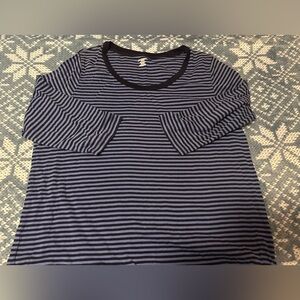 St. John's Bay Navy and Black Striped Long Sleeve Top